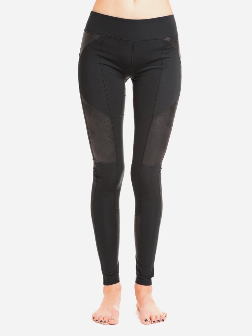 NWT Solow Women's Vegan Suede Panel Legging Black Size XS